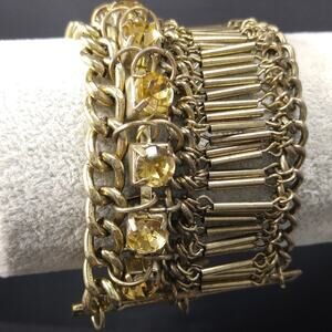 Bohemian Gold Rhinestone Beaded Vintage Bracelet